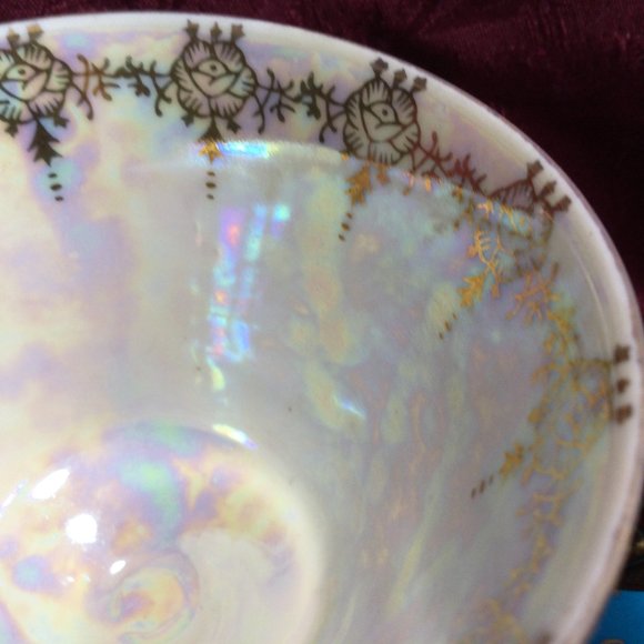 Royal Sealy Japan Iridescent Blue Gold Teacup - Picture 4 of 14